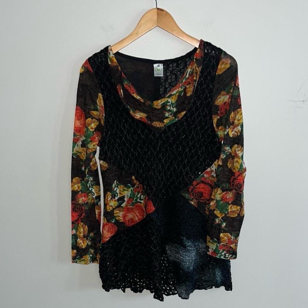 This That Funky Floral Cowl-neck Sweater